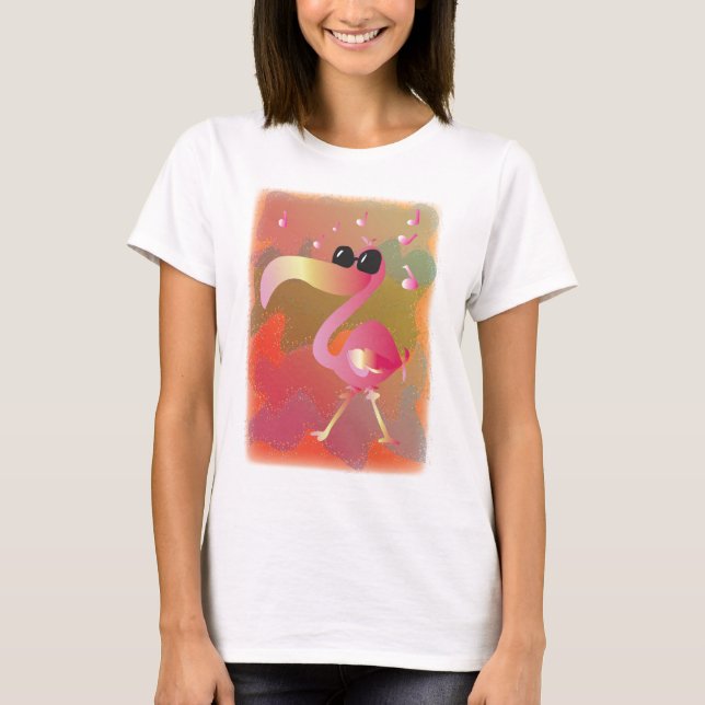 T-shirt summerwaves-Flamant rose (Devant)