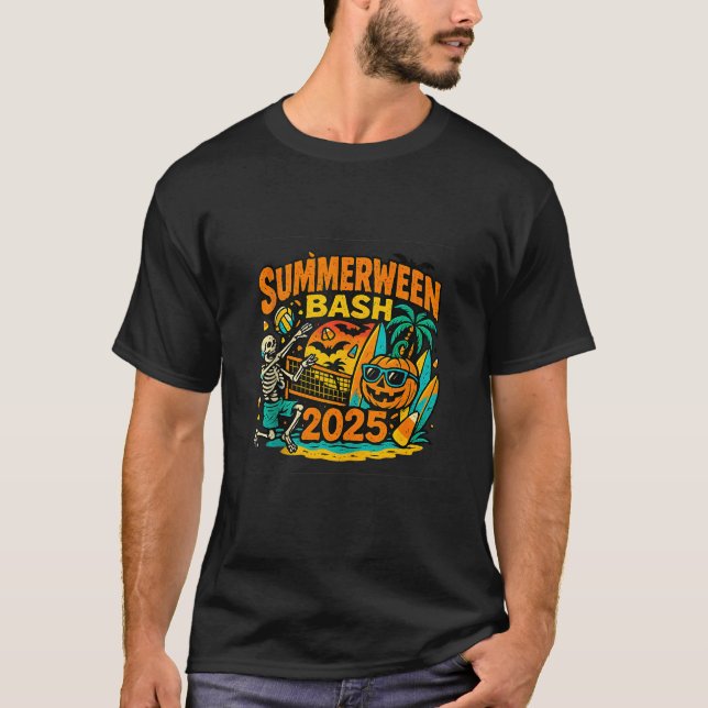 T-shirt SummerWeen Bash 2025 Skeleton Beach Party Hallowee (Devant)