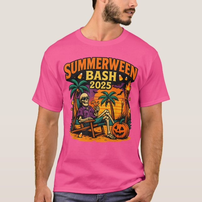 T-shirt SummerWeen Bash 2025 Skeleton Beach Party Hallowee (Devant)