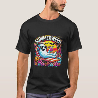 T-shirt Summerween mignon Fantôme d'été Éffrayant Hallowee