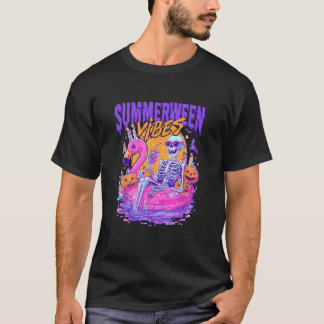 T-shirt Summerween Vibes Skeleton Citrouille Vacances Éffr