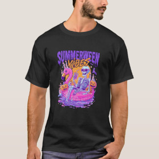 T-shirt Summerween Vibes Skeleton Citrouille Vacances Éffr