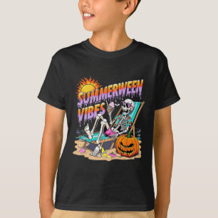 T-shirt Summerween Vibes Skeleton Citrouille Vacances Éffr