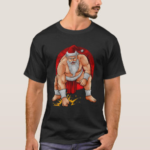 T-shirt Sumo Père Noël Japonais lutteur Japon Cool Drapeau