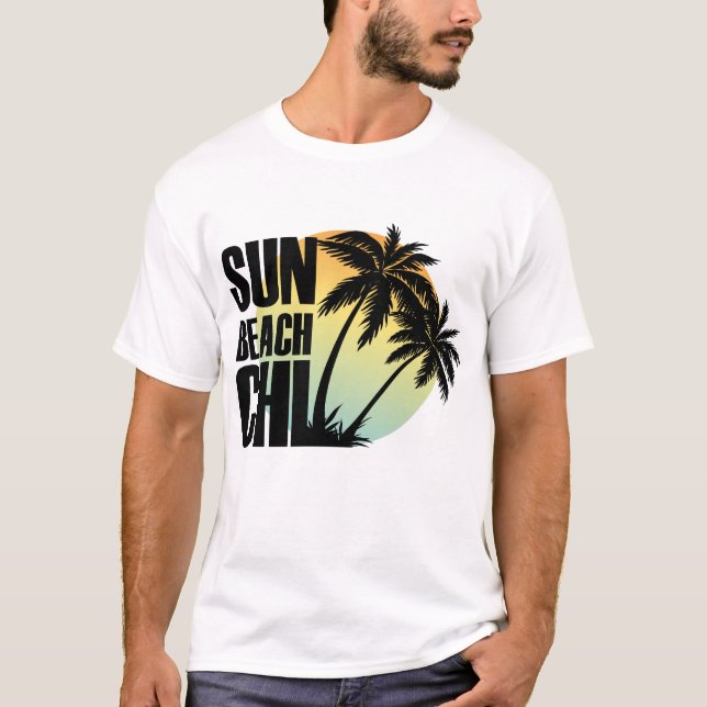 T-shirt Sun, Plage & Chill Palm Tree Graphic Tee (Devant)