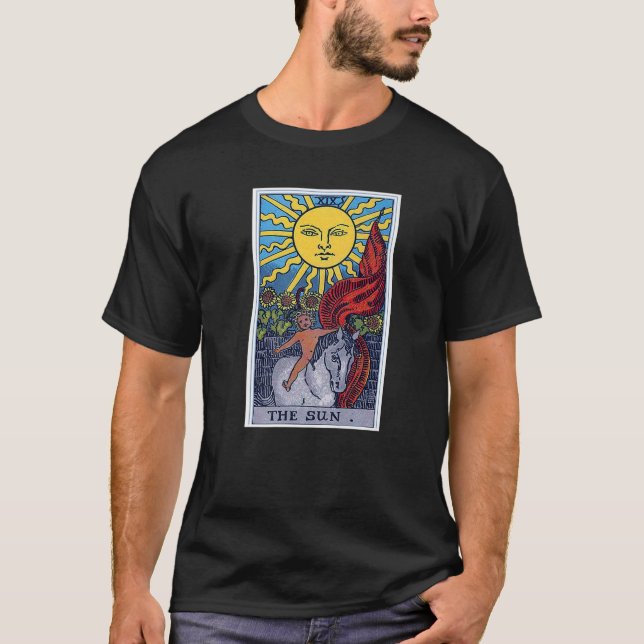 T-shirt Sun Tarot Card Occult Beliefs Divination Magie (Devant)
