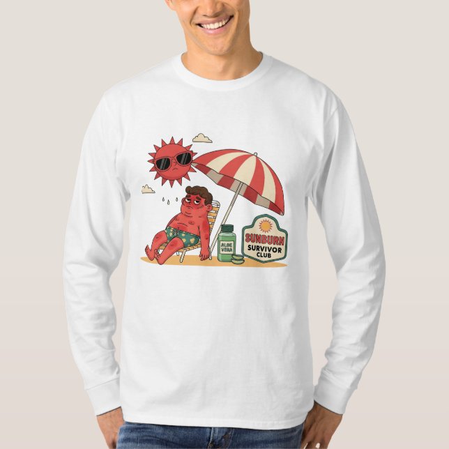 T-shirt Sunburn Survivor Club Funny Beach Art (Devant)