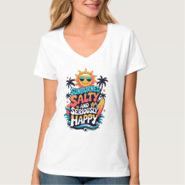 T-shirt Sunburned Salty and Happy – Retro Beach Vibes