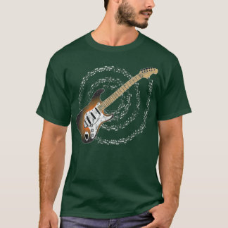 T-shirt Sunburst Electric Guitar Spiraling Notes musicales