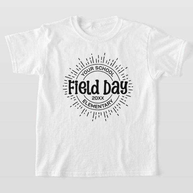 T-shirt Sunburst School Field Day Design, noir (Poser)