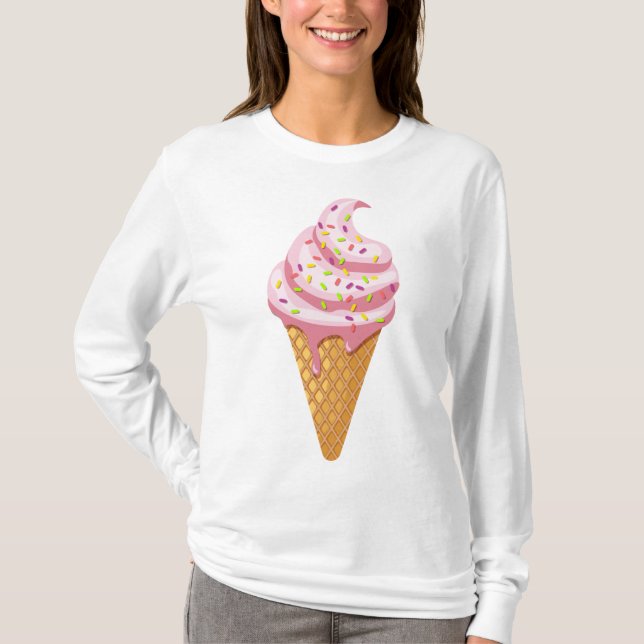 T-shirt sundae fraise en cône gaufre avec garniture (Devant)