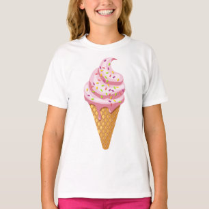 T-shirt sundae fraise en cône gaufre avec garniture