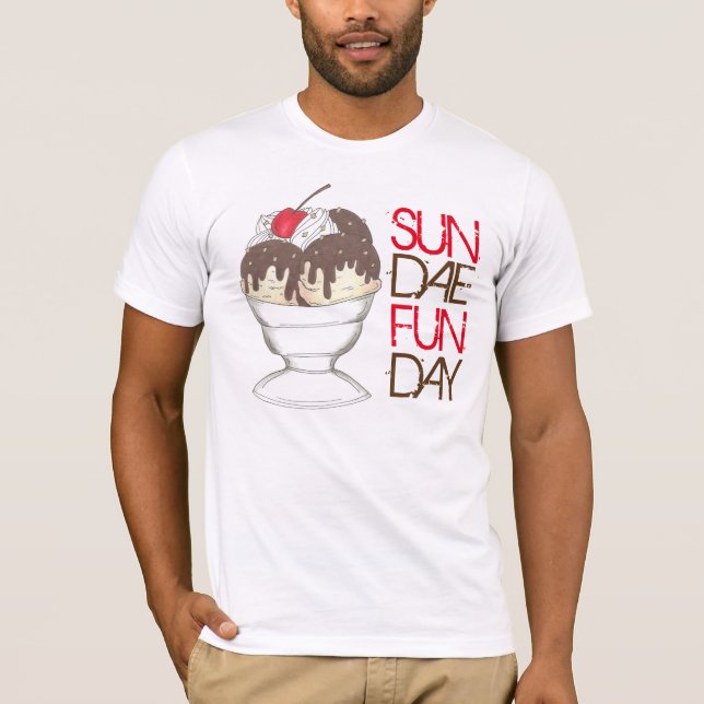 T-shirt SUNDAE (SUNDAY) FUNDAY Ice Cream Hot Fudge Foodie (Devant)