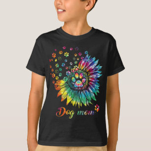 T-shirt Sunflower Chien Maman Tie Dye Amoureux des chiens 