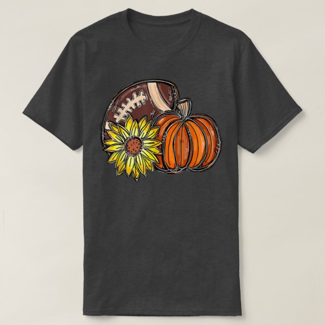 T-shirt Sunflower Citrouille Football Sports Vibes d'autom (Design devant)