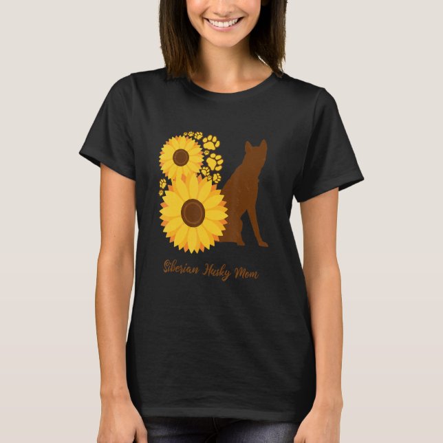 T-shirt Sunflower Dog Mom - Siberian Husky (Devant)