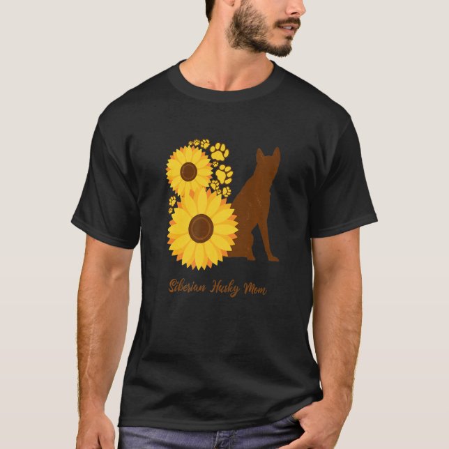 T-shirt Sunflower Dog Mom - Siberian Husky Premium (Devant)