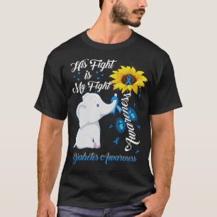 T-shirt Sunflower Elephant Sa Lutte Est Ma Lutte Diabète