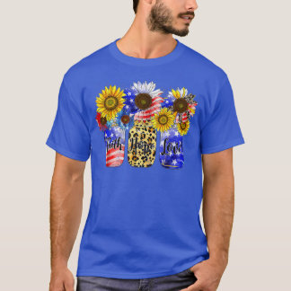 T-shirt Sunflower Faith Hope Love US Drapeau 4 juillet Men