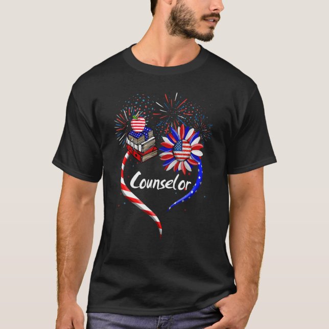 T-shirt Sunflower Heart Conseiller américain Drapeau améri (Devant)