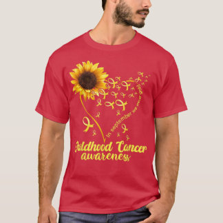 T-shirt Sunflower Heart Gold Ribbon Enfance Cancer Aware