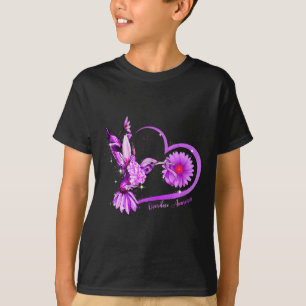 T-shirt Sunflower Heart Purple Ribbon Sensibilisation à la