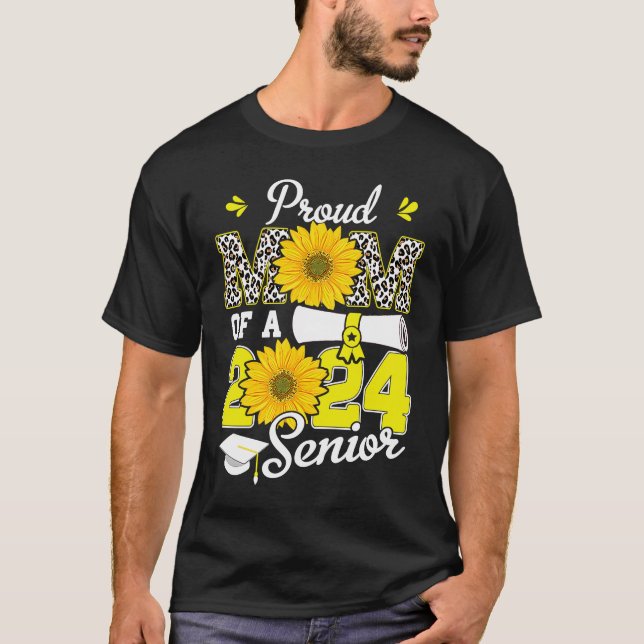 T-shirt Sunflower Leopard  Proud Mom of a Class of 2024 24 (Devant)