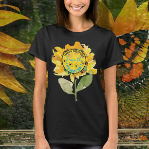T-shirt Sunflower Maman's Birthday Girl Black