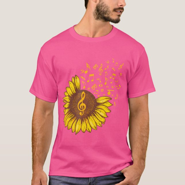 T-shirt Sunflower Music Note Musique Loisirs rétro (Devant)