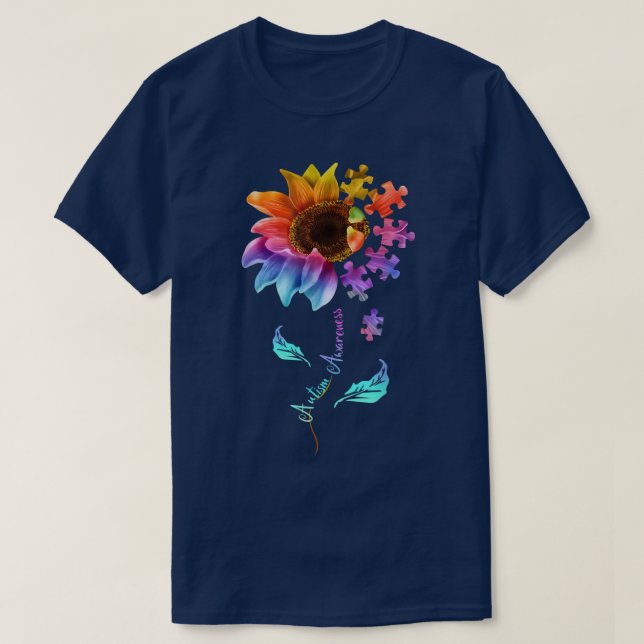 T-shirt Sunflower Puzzle Sensibilisation sur l'autisme d'a (Design devant)