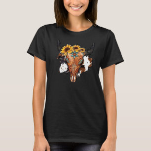 T-shirt Sunflower Turquoise Boho Bull Skull Rodeo Western
