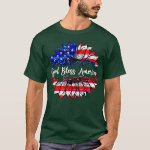 T-shirt Sunflower US Drapeau Dieu béni American 4 juillet 