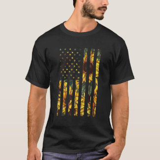 T-shirt Sunflower USA Drapeau Patriotique 4 juillet Améric