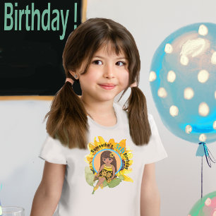 T-Shirt Sunflower Watercolor Cinquième fille Anniversaire