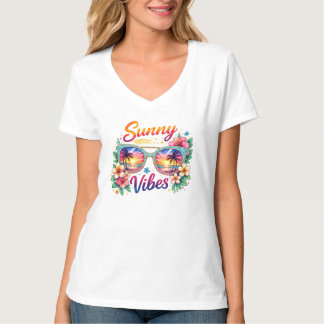 T-shirt Sunny Vibes Tropical Sunset Sunglasses Women’s Bas