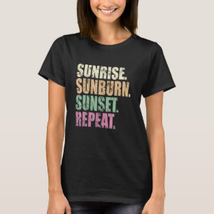 T-shirt Sunrise Sun Burn Sunset Répéter Vacation Vintage S
