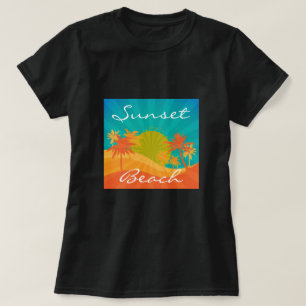 T-shirt Sunset Beach slogan tropical rétro surf design