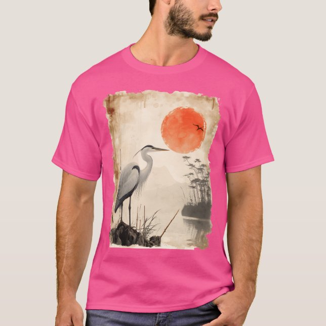 T-shirt Sunset Bird Silhouette Faune Papyrus Japonais v (Devant)