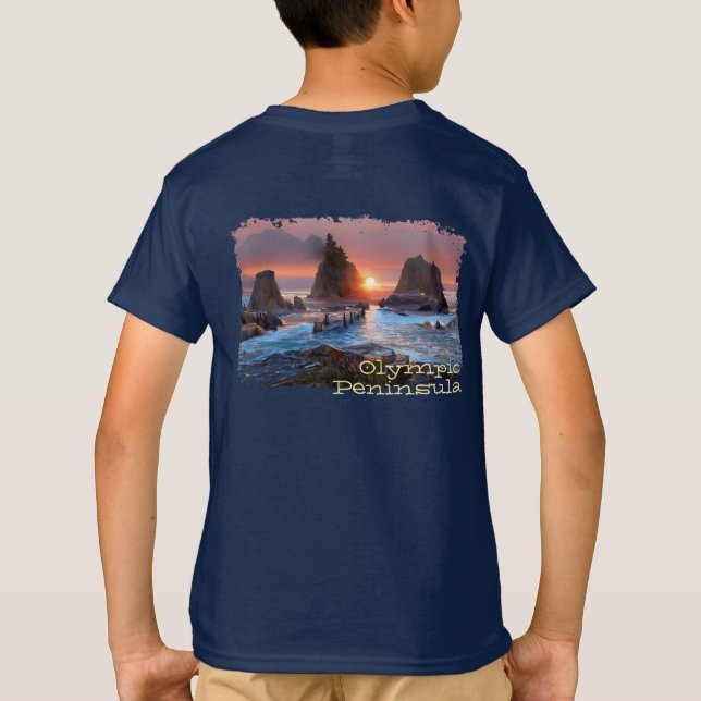 T-shirt Sunset de la péninsule olympique de la côte de Was (Dos)