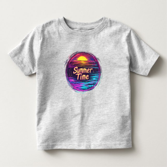T-shirt Sunset Retro animé "Heure d'été" (Devant)