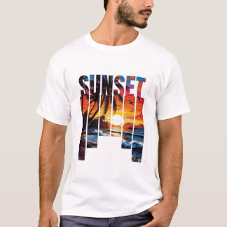 T-Shirt "SUNSET" – Tropischer Sonnenuntergang mit