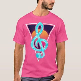 T-shirt Sunset Vaporwave Synthwave 80s Art Music Lover Tre