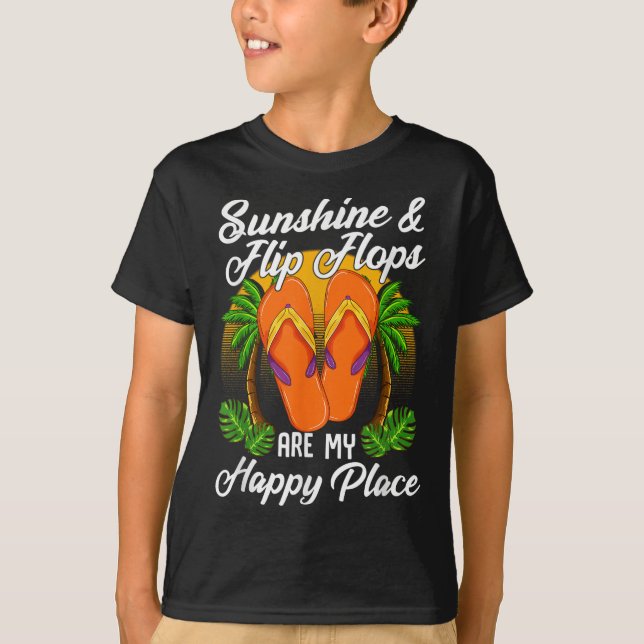 T-shirt Sunshine &amp; Flip Flops Summer Vacances Plage Ho (Devant)