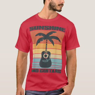 T-shirt Sunshine et guitares rétro acoustique guitare palm