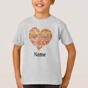 T-shirt Sunshine Jaune Orange Mandala Coeur Customisé