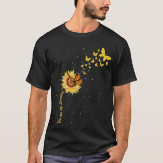 T-shirt Sunshine Vintage sunflower with butterfly Monarch