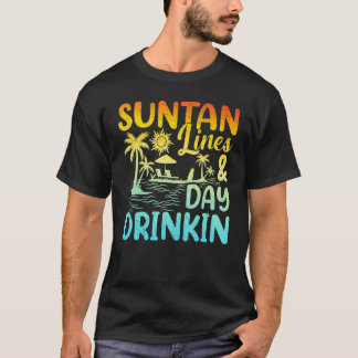 T-shirt Suntan Lines Et Jour Boire Vacances Plage Summe