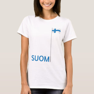 T-shirt Suomi, mât de drapeau et drapeau - Suomipaita