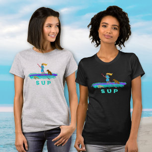 T-shirt SUP Fille et Chien Planche à Pagaie Tortue