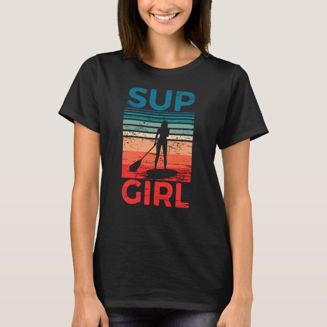 T-shirt SUP Girl Stand Up Paddling Surf Board Surf (Devant)